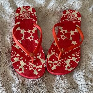 Tory Burch Red and Cream Sandals